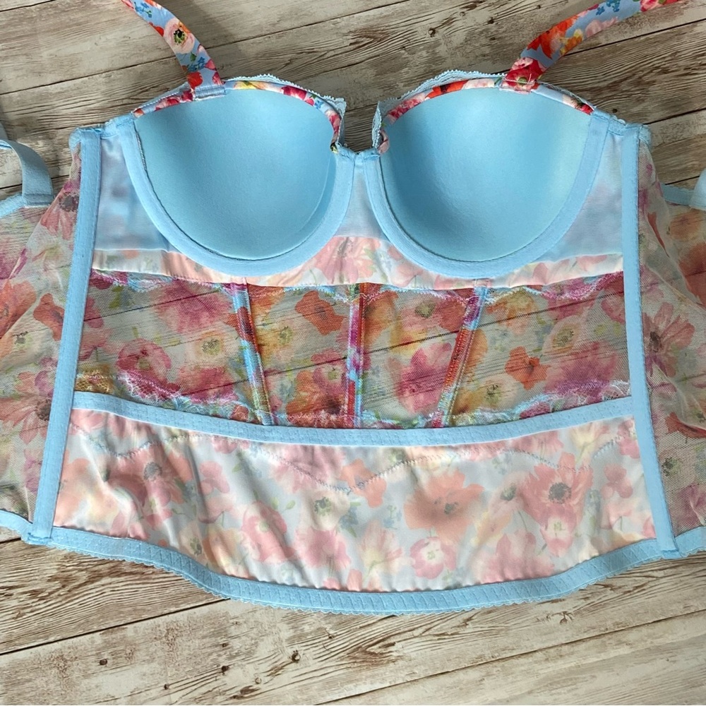 Victoria’s Secret Spring Floral Lace Corset Bustier Bra Top Small - Picture 8 of 11